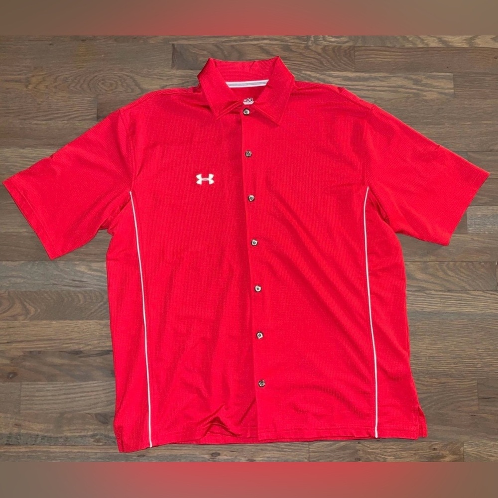Under Armour Red Button-Front Casual Polo Shirt